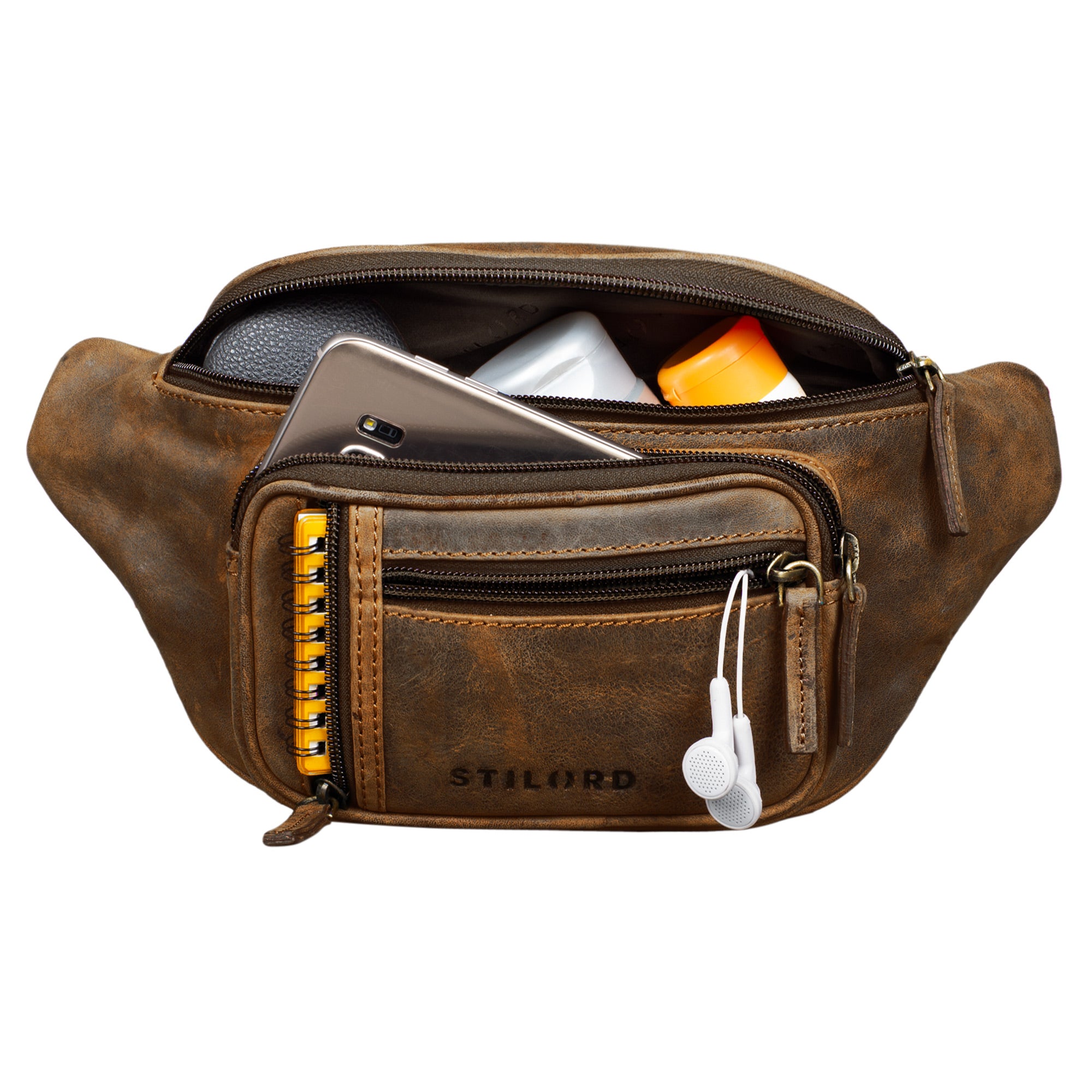Vintage Bauchtasche Herren Echtes Leder Braun groß