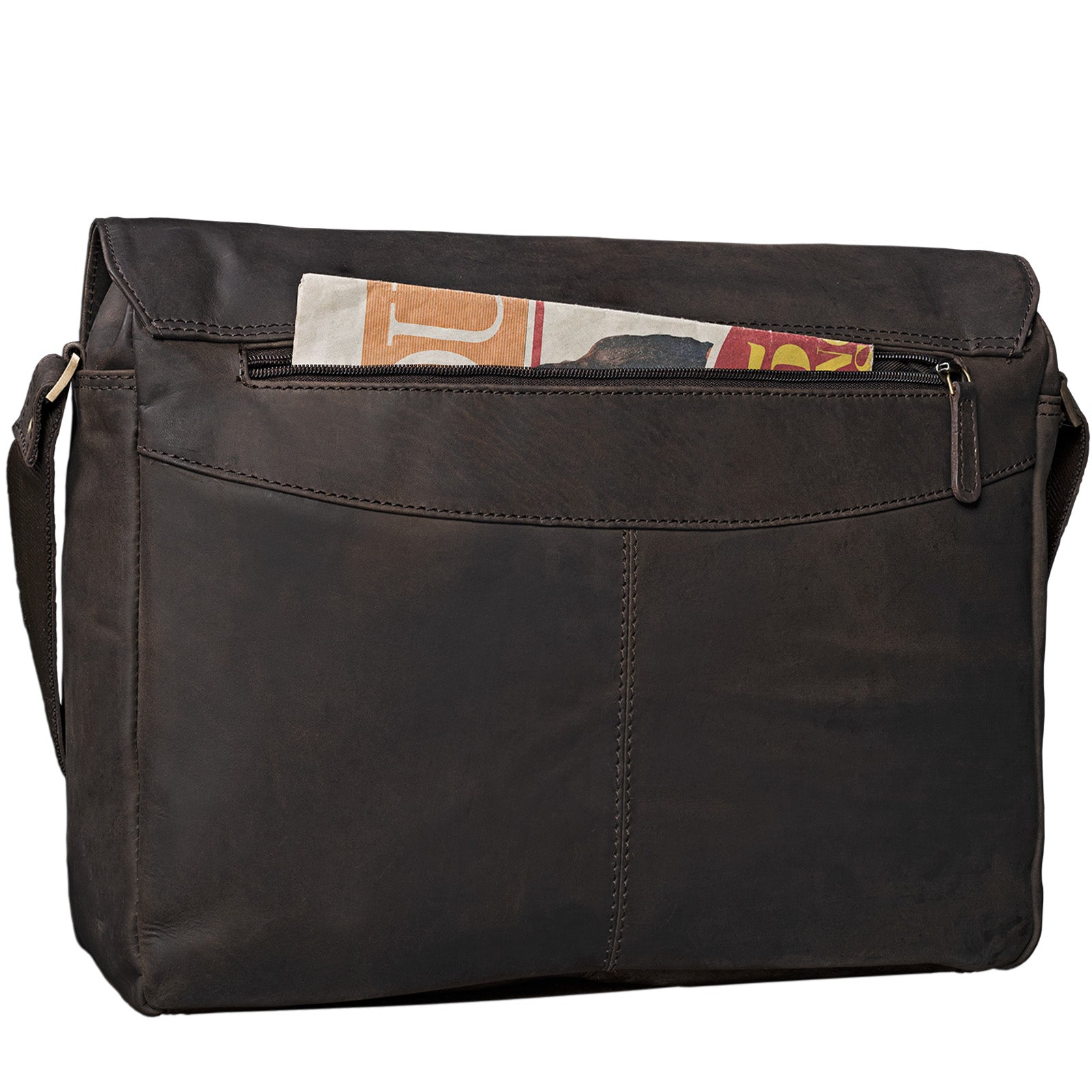 XL Vintage Umhängetasche Leder dunkel - braun