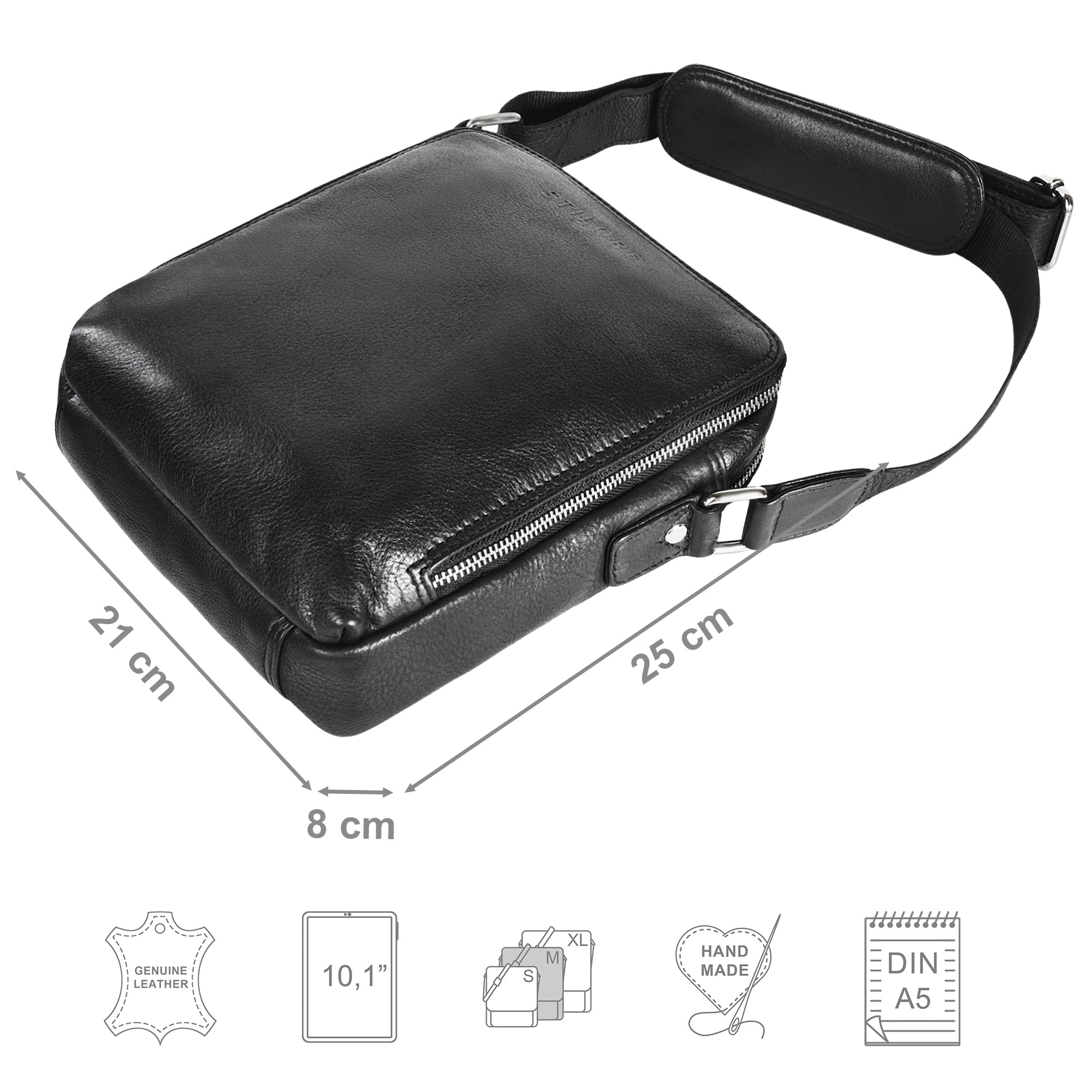 Schwarze Ledertasche zum Umhängen klein Herren