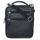 Leder Schultertasche klein schwarz