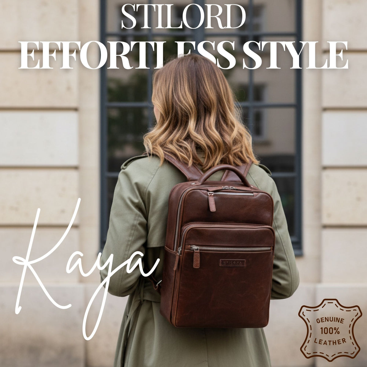 leather womens backpack medium travel cognac