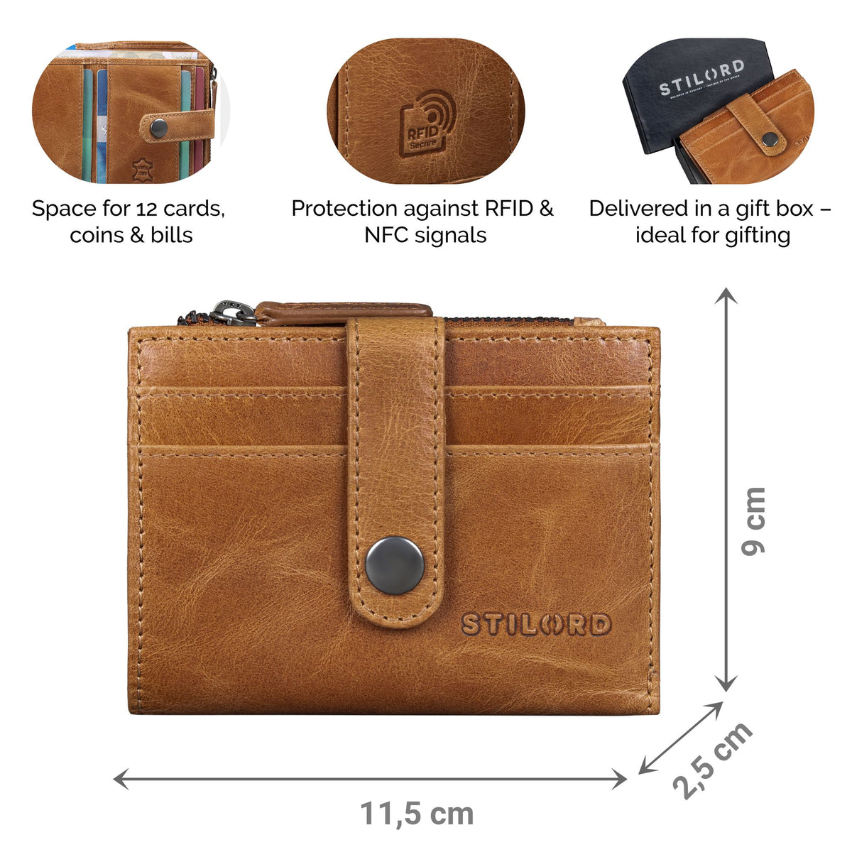 leather card purse women brown