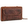 "Monica" 4 i 1 Damepung I Læder Med Mobilrum Vintage Clutch Taske